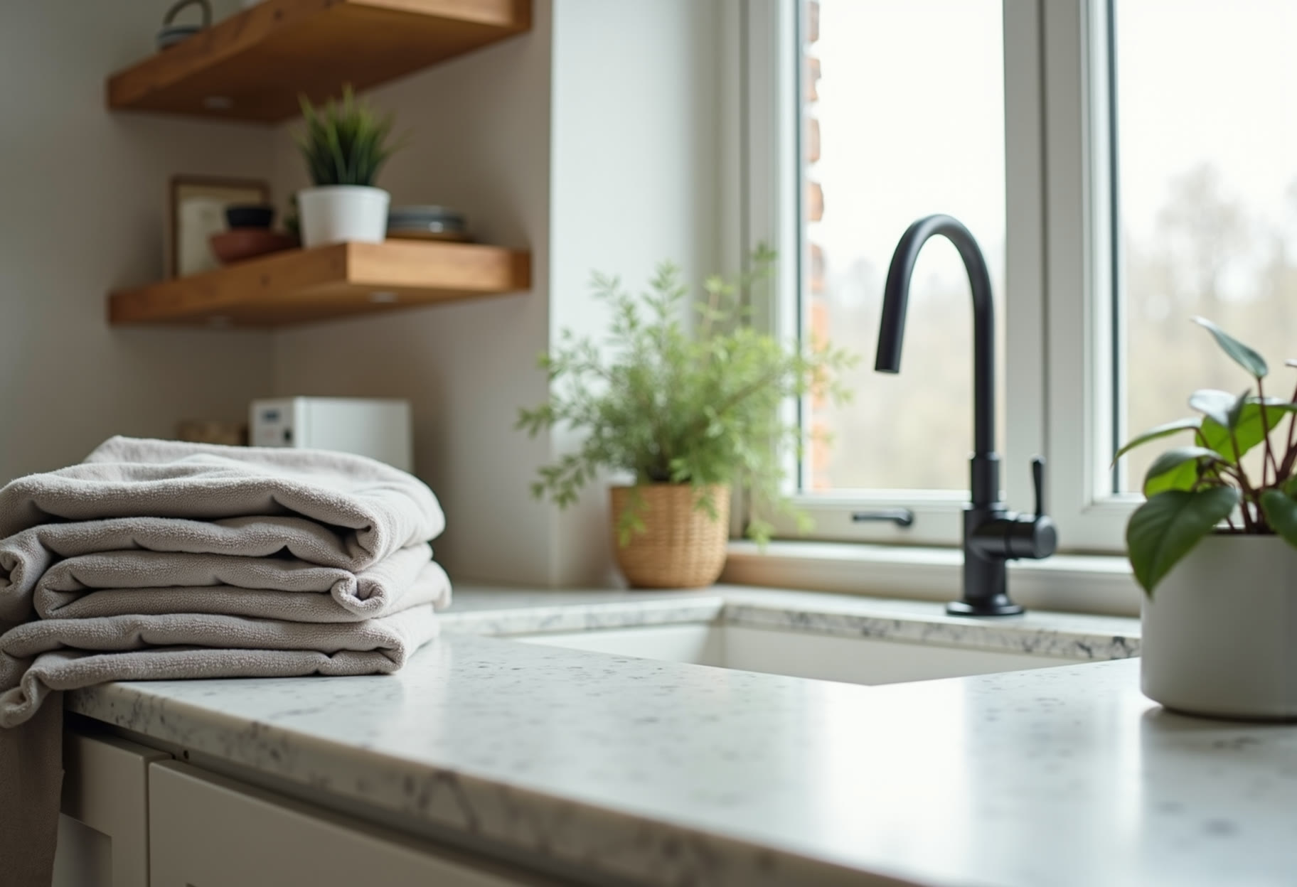 Kitchen counters and sink after weekly