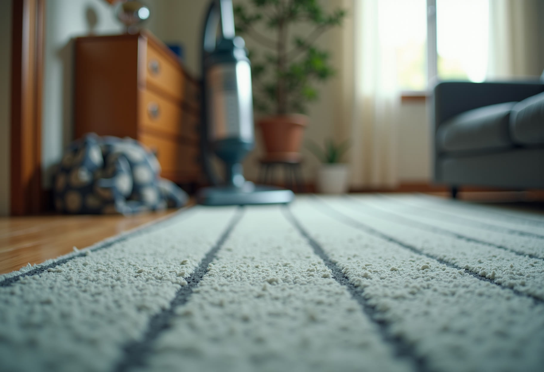 Vacuum lines on carpet, even pattern
